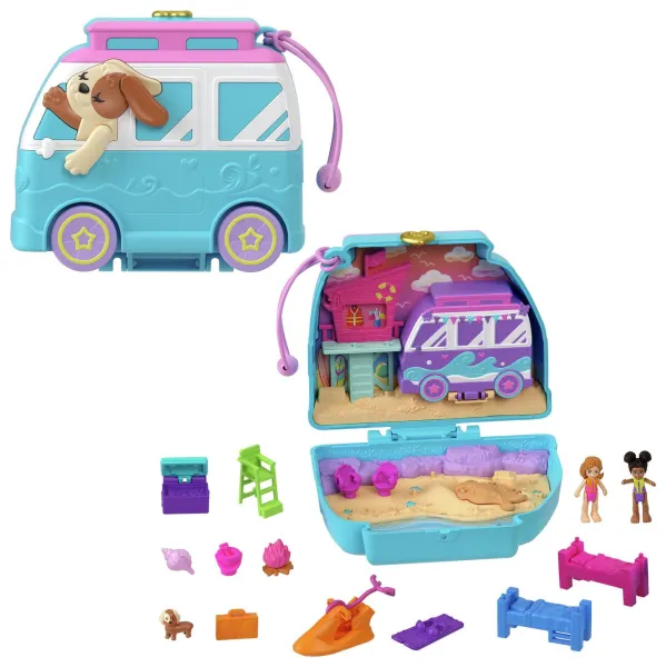 Image of Polly Pocket Seaside Puppy Ride Compact Playset