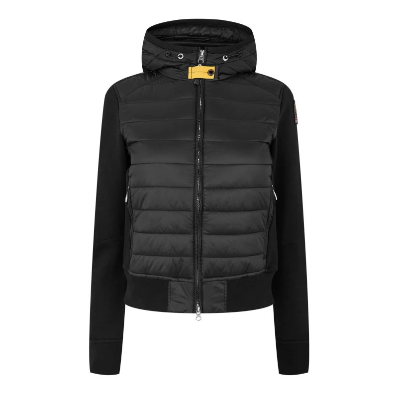 Image of Parajumpers Womens Caelie Fleece Hooded Long Sleeve Hybrid Jacket Black 541 female 10 (S)