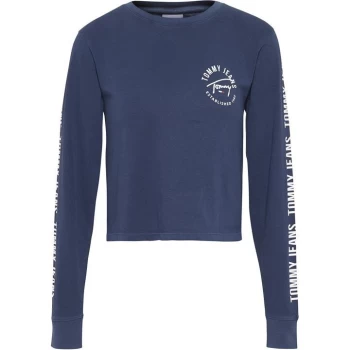 Image of Tommy Jeans Long Sleeve Tape T Shirt - C87 TWLIGHT NVY