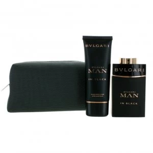 Image of Bvlgari Man In Black Gift Set 100ml Eau de Parfum + 100ml Aftershave Balm + Pouch
