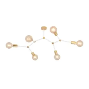 Image of Emibig Code White Contemporary Multi Arm Semi Flush Ceiling light 6x E27