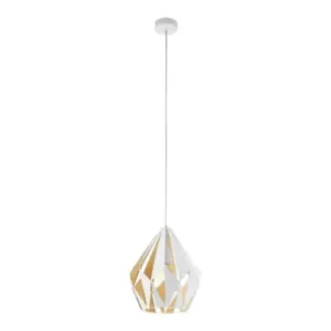 Image of Hanging Ceiling Pendant Light White & Honey Geometric 1x 60W E27 Feature Lamp