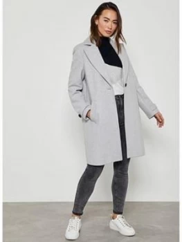 Image of Mint Velvet Boyfriend Coat - Grey, Light Grey, Size 12, Women