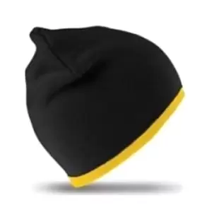 Image of Result Unisex Reversible Fashion Fit Winter Beanie Hat (One Size) (Black/Yellow)