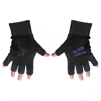 Image of Black Sabbath - Purple Logo & Devil Fingerless Gloves