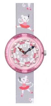 Image of Flik Flak PIROUETTE Grey Ballerina Print Fabric Strap Watch