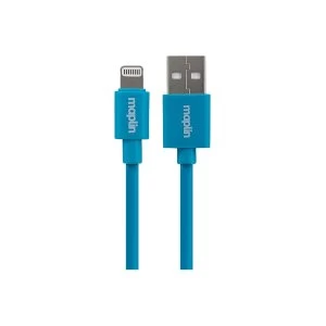 Image of Maplin Premium Lightning Connector to USB A Male Cable 0.75m Blue