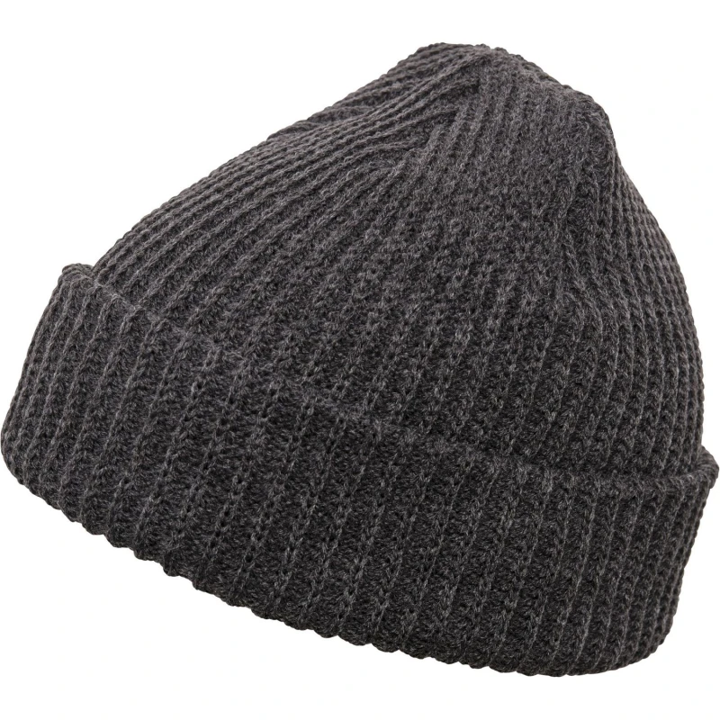 Image of Flexfit by Yupoong Mens Rib Beanie in Charcoal Charcoal Male One Size