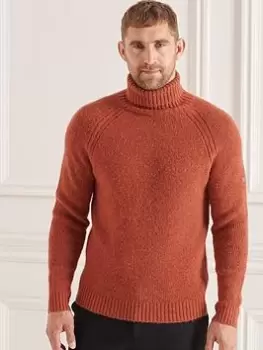 Image of Superdry Studios Chunky Roll Neck, Rust Size XL Men