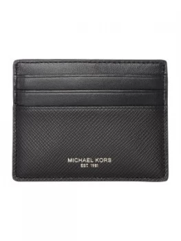 Image of Michael Kors Harrison Saffiano Leather Card Holder Black