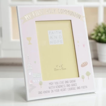 Image of 4" x 6" - Faith & Hope My 1st Communion Photo Frame - Pink