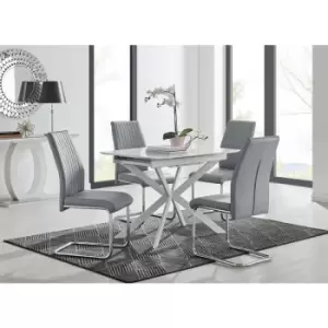 Image of Lira 100 Extending Dining Table and 4 Grey Lorenzo Chairs - Elephant Grey