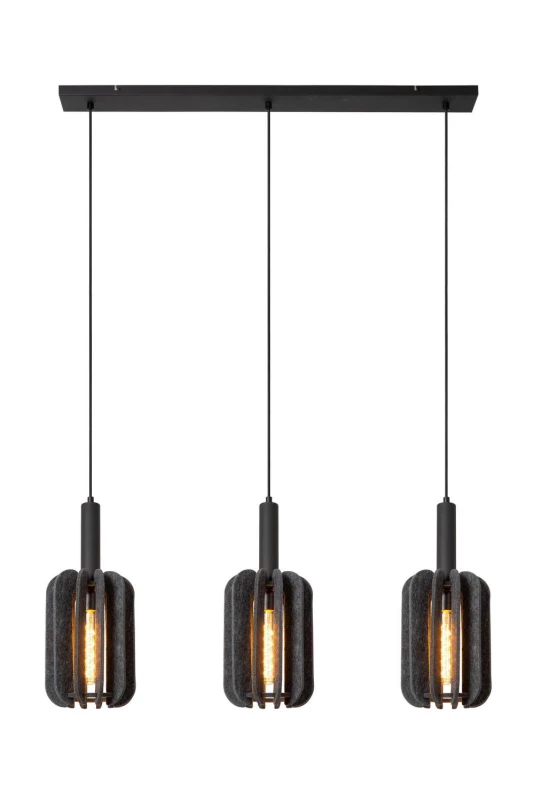 Image of Netlighting Lucide RAFAL Pendant light 3xE27 Grey Grey Unisex