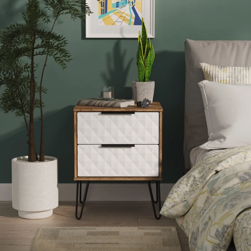 Image of Ready Assembled 2 U Islay 2 Drawer Bedside (Ready Assembled) in White Size: Small White Unisex Small