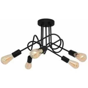 Image of Helam Oxford Multi Arm Semi Flush Ceiling Light Black 50cm