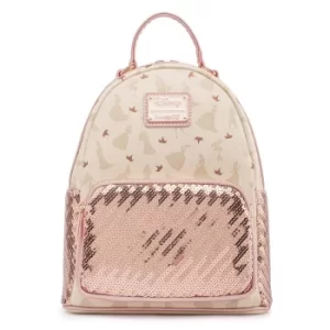 Image of Loungefly Disney Ultimate Princess AOP Sequin Mini Backpack