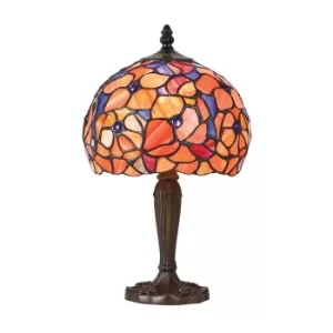 Image of Josette 1 Light Small Table Lamp Tiffany Glass, Dark Bronze Paint with Highlights, E14