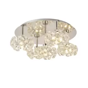 Image of Salisbury Round 5 Light G9 Flush Light With Polished Chrome And Crystal Shade