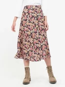 Image of Barbour Coraline Floral Midi Skirt - Navy, Size 10, Women