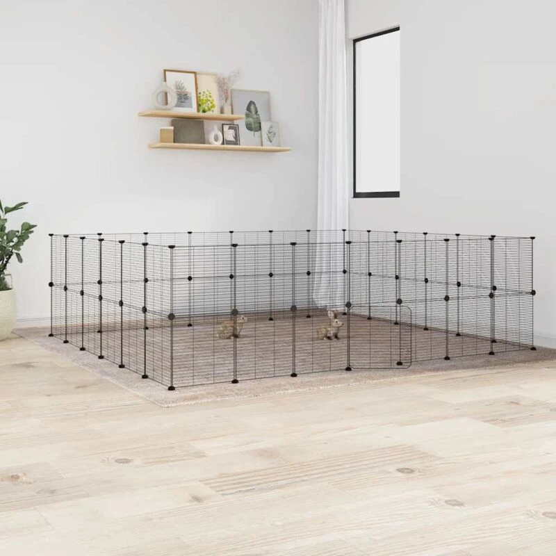 Image of VIDAXL 52-Panel Pet Cage with Door Black 35x35cm Steel Vidaxl 8720287190806