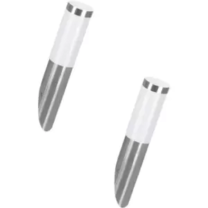 Image of 2 PACK Offset IP44 Outdoor Wall Light Stainless Steel 1x 12W E27 Porch Lamp