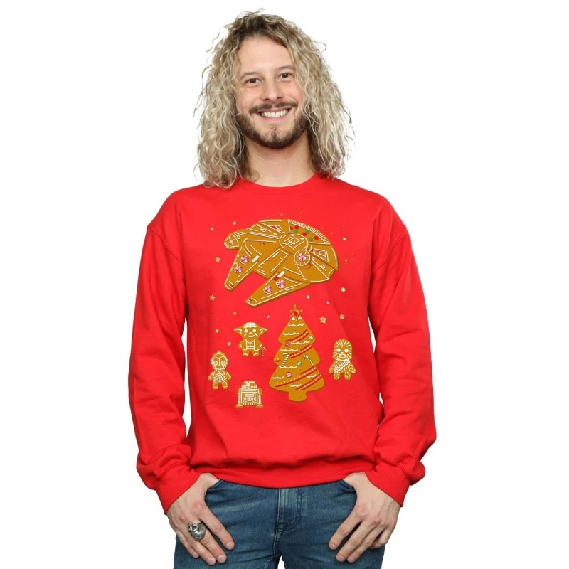 Image of Star Wars Star Wars Men Gingerbread Rebels Sweatshirt in Red Size: Small Red S Male 5059400521511