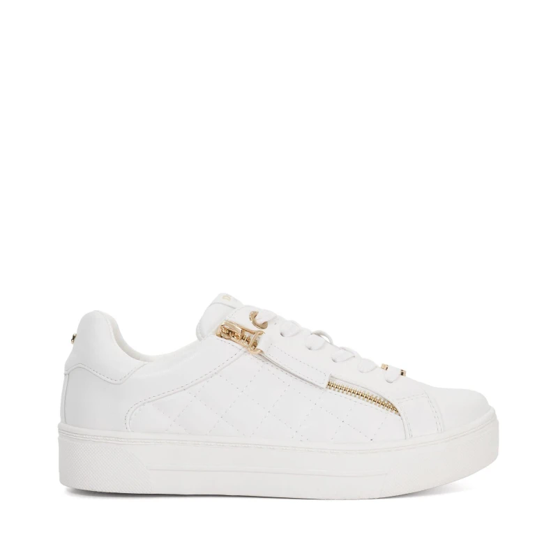 Image of Dune London Eisel Quilted Flatform Lace Up Trainers White female UK 3