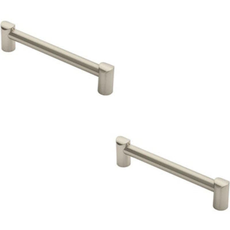 Image of Loops 2x Round Tube Pull Handle 180 x 16mm 160mm Fixing Centres Satin Nickel Metallics unisex