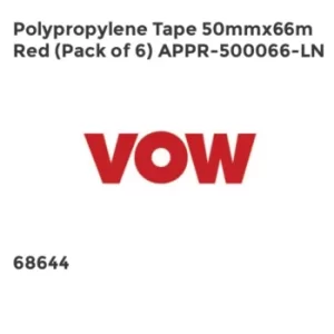 Image of Polypropylene Tape 50mmx66m Red (Pack of 6) APPR-500066-LN