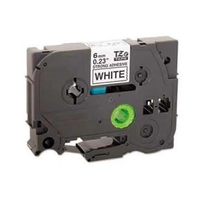 Image of Brother TZeS211 P-touch Extra Strength Label Tape - 1/4 x 26.2 ft 6mm x 8mm Black on Clear