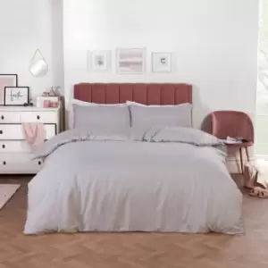 Image of Dreamscene Pom Pom Trim Duvet Cover With Pillowcase Bedding Set Grey Single