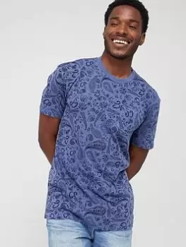 Image of Superdry Vintage Pocket All Over Print T-Shirt - Navy Size M Men