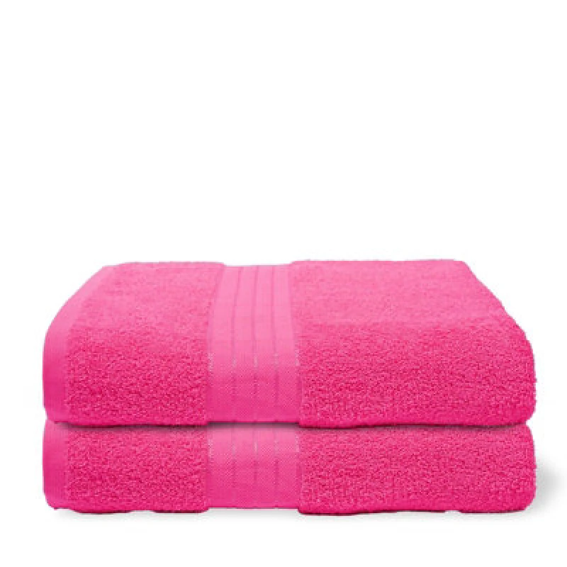 Image of OHS OHS 2 Pack of 100% Cotton Bath Sheet Bathroom Towel in Pink Pink Bath Sheet Unisex 5027434217533