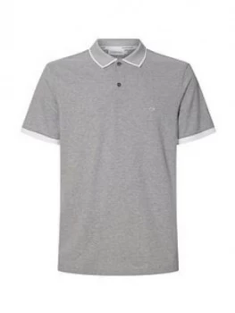 Image of Calvin Klein 2 Tone Logo Pique Polo Shirt