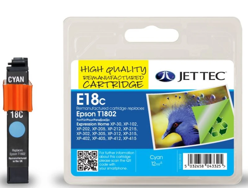 Image of Jet Tec 101E018002 ink cartridge Cyan
