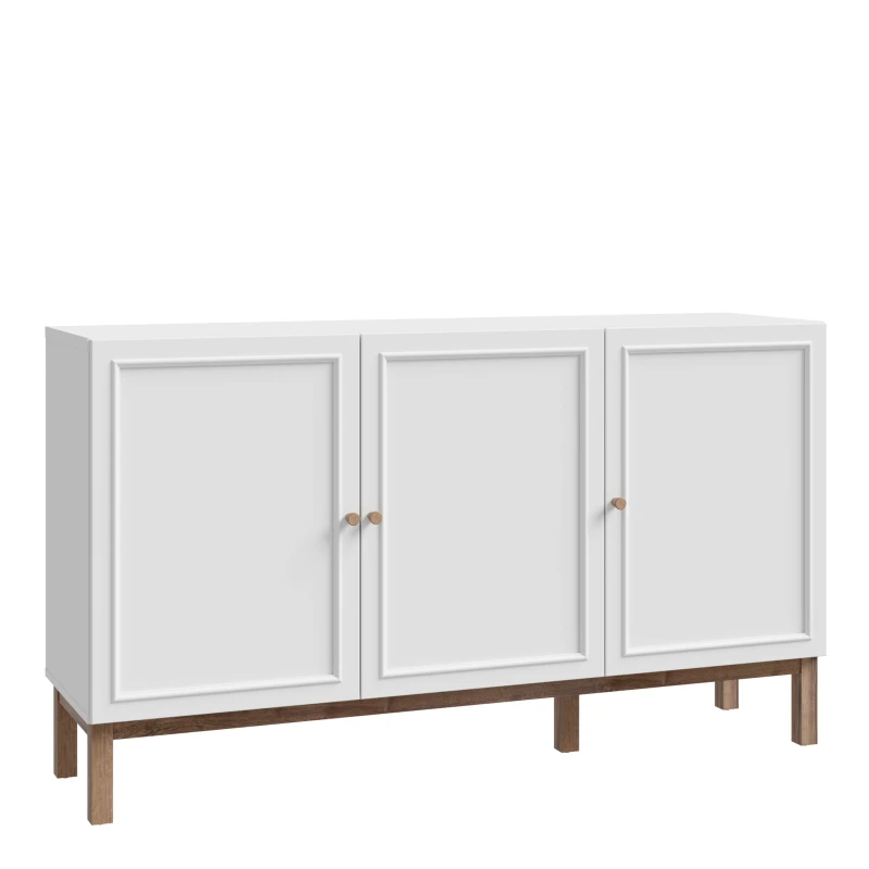 Image of Wensley 3 Door 1 Drawer Sideboard In Light Grey And Oak, Multi 80FPKDK231M848