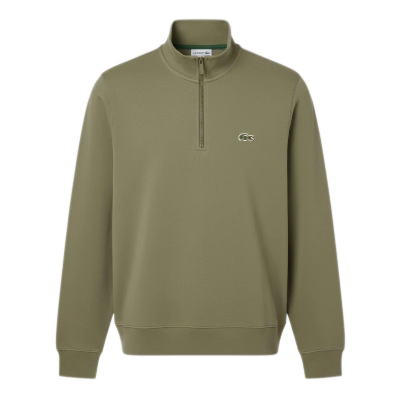 Image of Lacoste High Neck Zipped Fleece Sweatshirt Green male XS