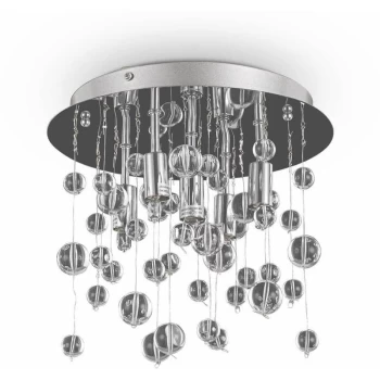 Image of Ideal Lux Neve - 5 Light Small Blown Glass Bubbles Ceiling Pendant Chrome, G9