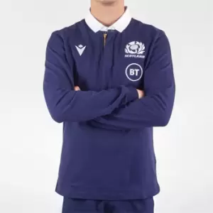 Image of Macron Scotland Classic Long Sleeve Home Rugby Shirt 2020 2021 - Blue