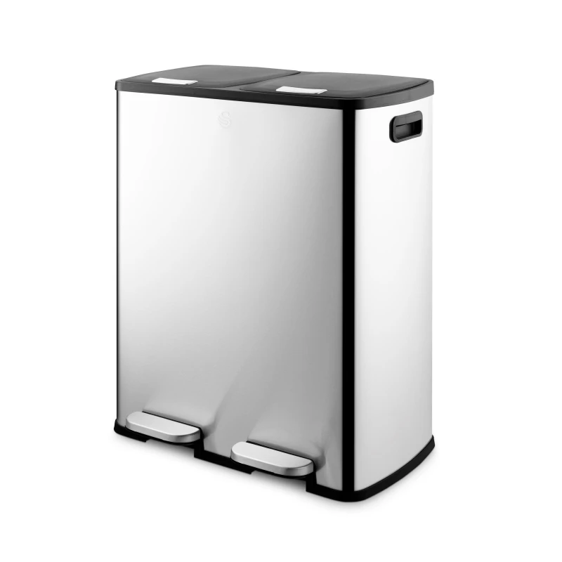 Image of Swan 60L Recycling Bin 2x30L Bins Medium Silver 72907511390