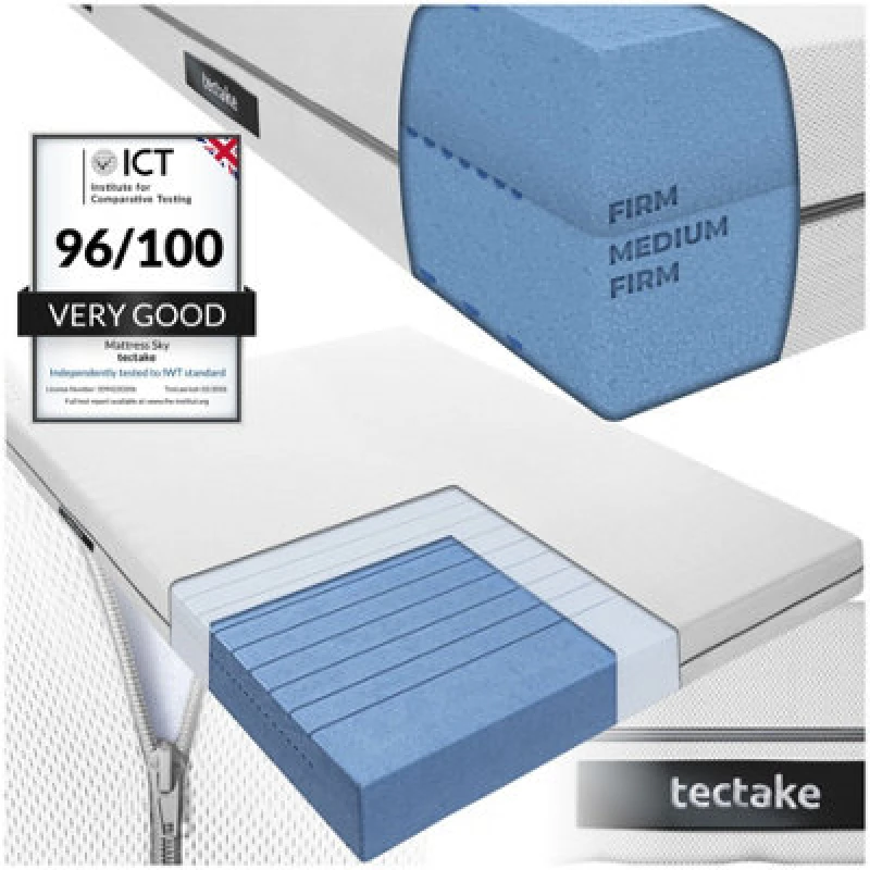 Image of Tectake 2-In-1 Mattress Sky - 2 Firmness Levels, 3D Mesh Surface - 140 X 190 Cm