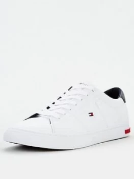 Image of Tommy Hilfiger Essential Leather Detail Vulc Trainers - White