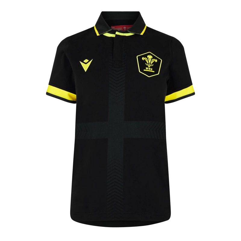 Image of Macron Wales Rugby Shirt Polo 2023 Womens - Black 8