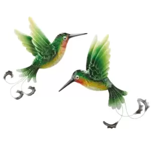 Image of Garden Gear Set of 2 Metal Hummingbird Wall Art