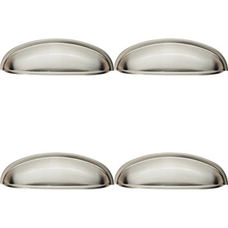 Image of Loops 4x Shaker Cup Pull Handle 124 x 35mm 96mm Fixing Centres Satin Nickel Metallics unisex