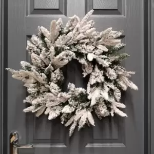 Image of Premier 50cm Lapland Flocked Wreath with PE and PVC Tips