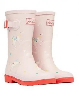 Image of Joules Girls Unicorn Roll Up Wellies - Pink, Size 9 Younger