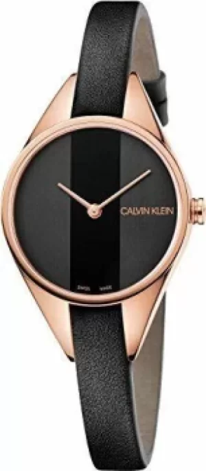 Image of Calvin Klein Rebel Mens Black Leather Watch K8P236C1