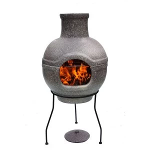 Image of Gardeco Cozumel Large Granite Clay Chiminea with Grill