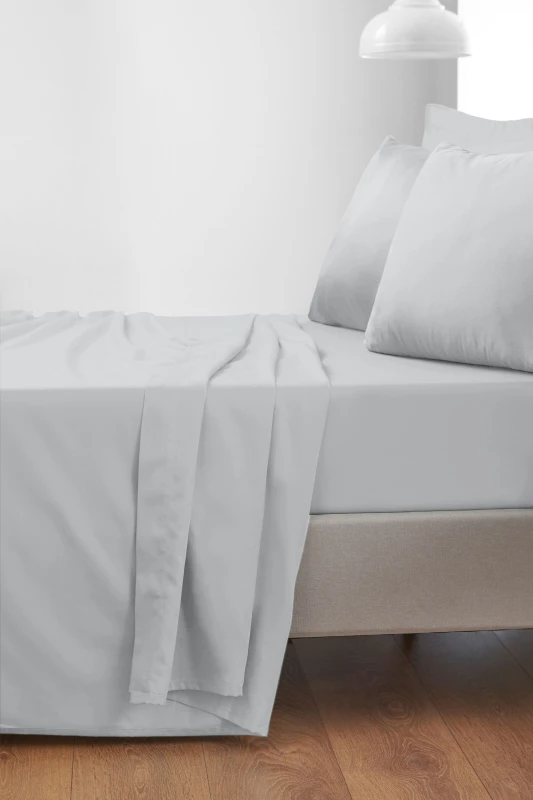 Image of Bianca '400 Thread Count Cotton Sateen' Flat Sheet in Silver Size: Super King Flat Silver Unisex Super King Flat
